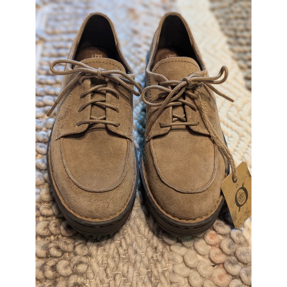 NEW Born Corby Taupe Suede Oxford Shoes Lug Sole Lace Up Tan Womens 7M - Picture 3 of 11